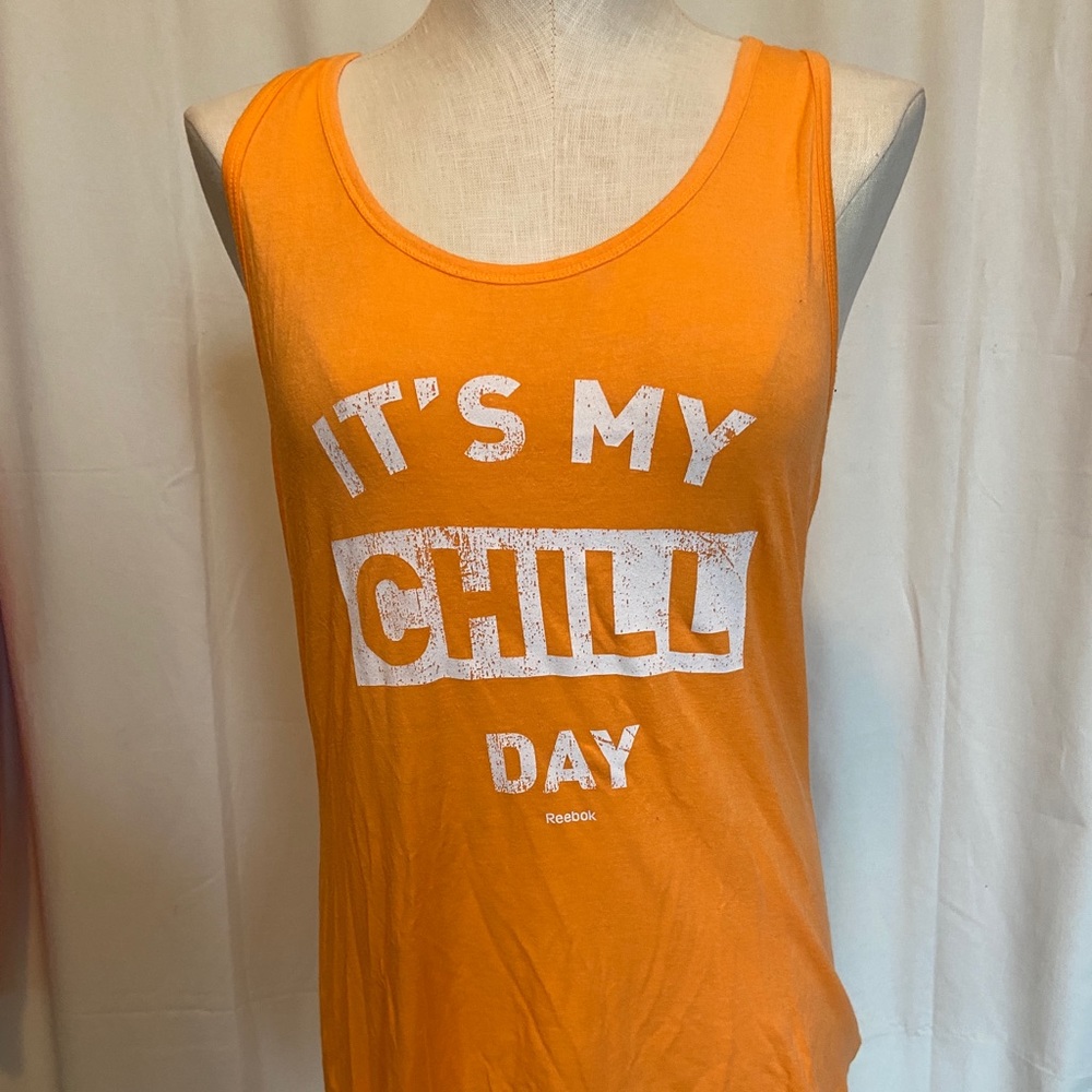 Reebok sz Small It’s My Chill Day Orange Tank